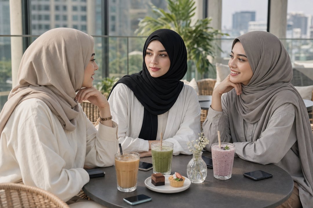 Leyya nongkrong bareng teman di cafe